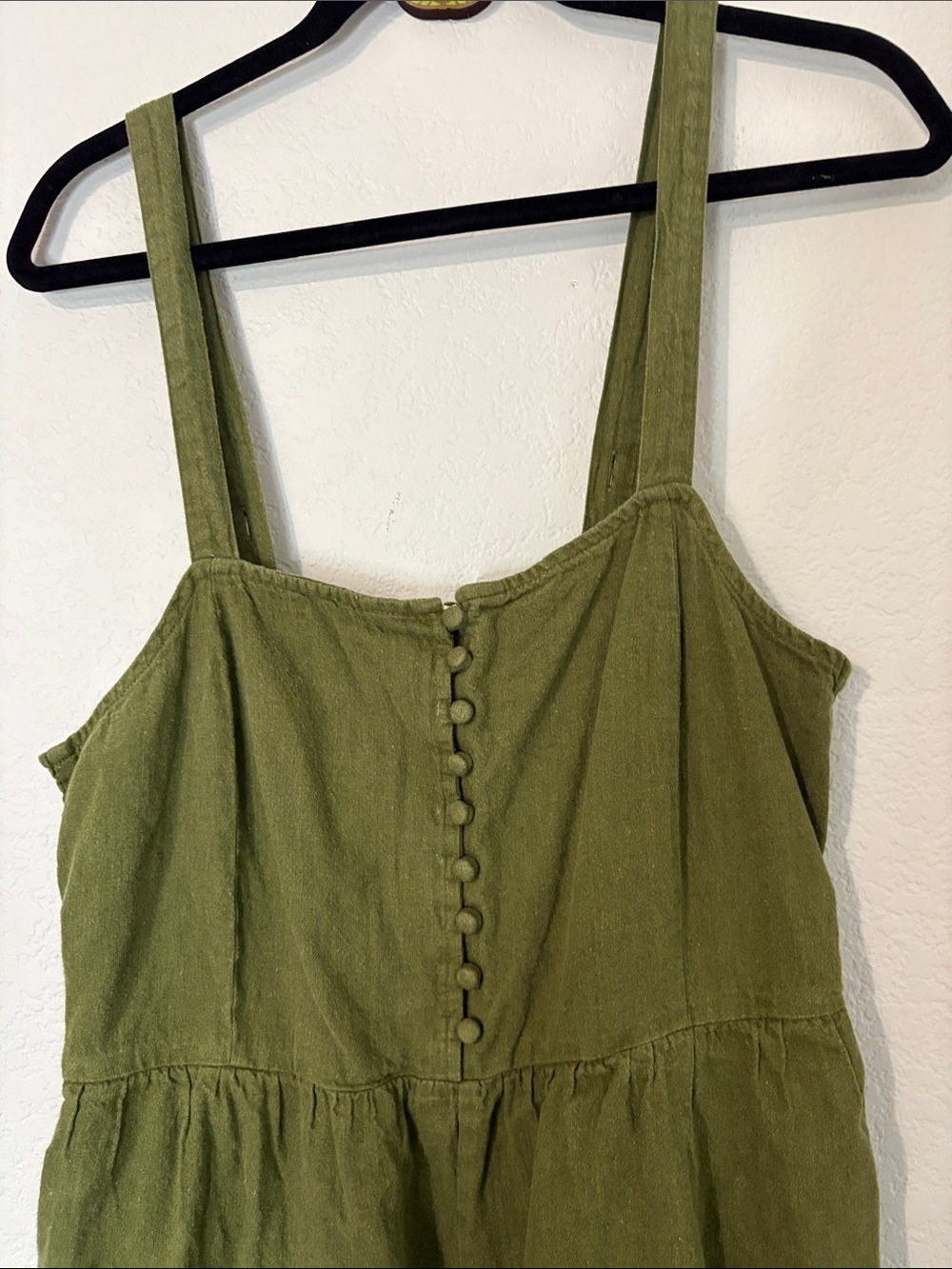 Madewell Linen Cotton Button Jumpsuit Green Wide Leg 12 - Picture 5 of 9